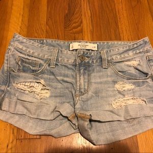 A&F Denim Shorts (light wash, lightly destroyed)